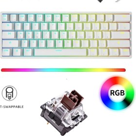 Resim Leaven K620 Rgb 61 Tuş Type-C Kablolu Hot Swap Mekanik Klavye-3 Adet Switch Hediyeli 