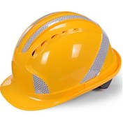 Resim Dianziye Abs Malzemeli Havalandırmalı Darbe Emici Reflektif Şeritli Güvenlik Kaskı - Depo Ve Fabrika Kullanımı İçin 