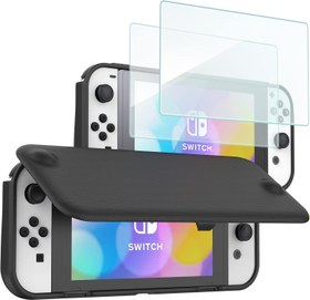 Resim ProCase 2'li Paket Temperli Cam Ekran Koruyucuları ile Nintendo Switch OLED için Kapaklı Kapak, Nintendo Switch OLED 2021 için Manyetik Olarak Çıkarılabilir Ön Kapaklı İnce Koruyucu Kılıf -Siyah 