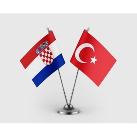 Resim Hırvatistan Ve Türkiye Bayrağı İkili Saten Masa Bayrağı Takımı Diğer 