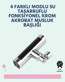 Resim Krom Kaplamalı Çok Fonksiyonlu Musluk Başlığı Paslanmaz Malzeme Çok Renkli 