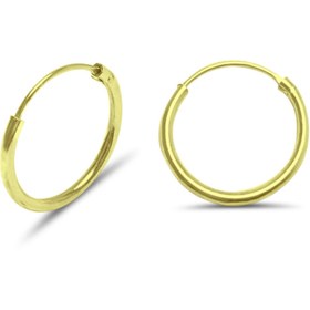 Resim Midyat Nurtaş Gümüş Kadın Halka Model Altın Kaplama Gümüş Küpe14 Mm (m) 