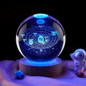 Resim Güneş Sistemi 3D Lazer Kazınmış Kristal Top Gece Lambası Renk Değiştiren LED ile, USB ile Çalışan Masa Lambası Yatak Odası & Oturma Odası Dekoru için 