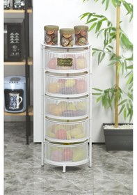 Resim 5 Katlı Metal Açılır Kapanır Paslanmaz Sebzelik Beyaz 