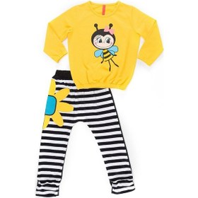 Resim Denokids Bee Happy Kız Kadife Eşofman Takımı - Sarı - Siyah 