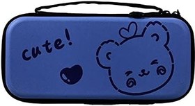 Resim Nintendo OLED için Anahtar Kılıfı, Yumuşak Koruyucu Kılıf Seyahat Oyun Kılıfı, Erkek Çocuklar için Aksesuar Seti Doğum Günü Hediyeleri 12 Oyun Kartı Yuvası - Mavi Ayı 