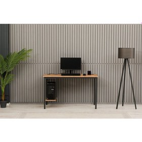 Resim Sehpol Bilgisayar Masası Sağ Sol Yönlü Pc Kasa Raflı 125x65x75 Cm Antrasit Atlantik Çam 