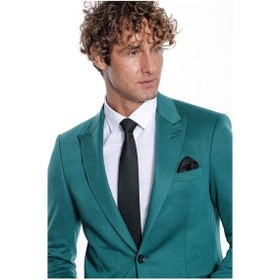 Resim Wessi Pamuk Slim Fit Desensiz Yeşil Erkek Ceket 001 