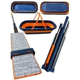 Resim Katlanabilir Temizlik Mopu Ve Tekerlekli Kova Seti Renkli 