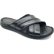 Resim Asker 1922-25 %100 Hakiki Deri Erkek Full Ortapedik Terlik Siyah 