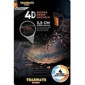 Resim Trakmats Hyundai Kona Çift 2022 4d Universal Su Geçirmez Oto Halı Ada Siyah 