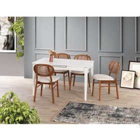 Resim Uyar Beyaz 4 Adet Milenyum Sandalye 160+30 Paris Açılır Masa Tak 