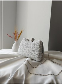 Resim Vivazzaluxe Kristal Taşlı Kadın Abiye, Clutch Çanta Beyaz 