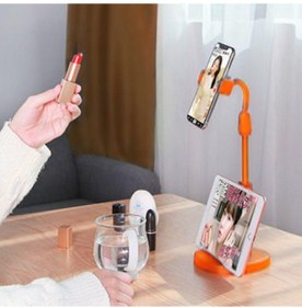 Resim Masa Üstü Tablet Ve Telefon Tutucu Plastik Aparat Turuncu Telefon Siyah 