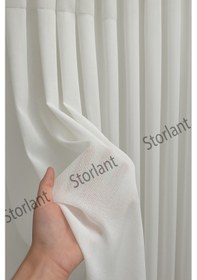 Resim Mat Bambu Orta Gramajlı 1/3 Sık Pileli Ütü Gerektirmez Tül Perde Kırık Beyaz 