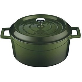 Resim Lava Trendy Yuvarlak 24 CM Demir Döküm Yeşil Derin Tencere 