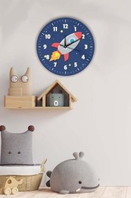 Resim Dekoratif Çocuk Odası Duvar Saati 35X35Cm Renkli BWDSCX35-0127 