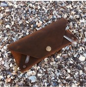 Resim Mess collection El Yapımı Hakiki & Gerçek Deri Minimal Taba Renk Gözlük Kılıfı & Gözlük Kabı/hediyelik Eşyalar 