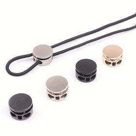 Resim 10 adet metal bağcık çift delikli durdurucu tokalı yaylı elastik ayakkabı bağı ipi kilit kapak, ayakkabı bağları ve giysi çantaları için uygun dekoratif düğme 