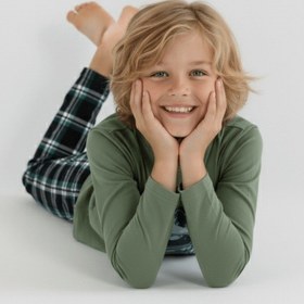 Resim Vitmo Erkek Çocuk Uzun Kollu %100 Pamuklu Pijama Takımı Astro Pilot Yeşil 