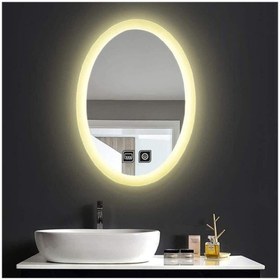 Resim GLOBAL LED MIRROR 80x100 cm Dokunmatik Tuşlu Buğu Yapmayan Ledli Elips Banyo Aynası 