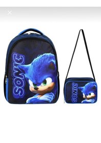 Resim Newfull Sonic Baskılı Erkek Sırt Okul Çantası-2'li Set Siyah Mavi 