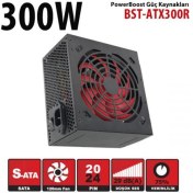 Resim Powerboost BST-ATX300R 300W, Ppfc 12CM Kırmızı Fanlı Atx Psu (Retail Box) Güç Kaynağı 