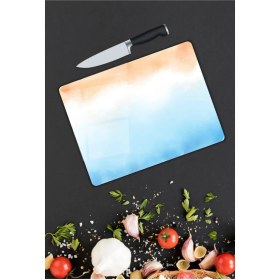 Resim Kiraz Çiçeği Butik Mavi | Cam Kesme Tahtası | 25 x 35 cm 