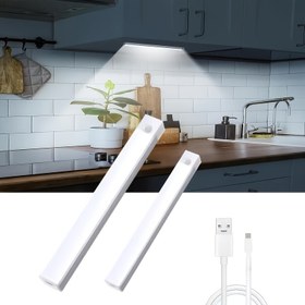 Resim LED akıllı indüksiyon dolap ışıkları. USB ile şarj edilebilir, kablosuz, yuvasız, manyetik montajlı uzun şerit ışıklardır. Koridorlar, merdivenler, yatak odaları, gardıroplar ve mutfaklar için uygundurlar 