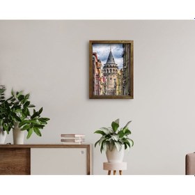 Resim Bk Home Galata Kulesi Tasarımlı Doğal Masif Ahşap Çerçeveli Tablo (551056963) 