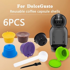 Resim 6 Paket Renkli Doldurulabilir Kapsül Podları Rusable Kahve Filtreleri Kaşıklar ve Fırçalar ile, Ev Yapımı Doldurma Kapsülleri Yeniden Kullanılabilir, Kahve Filtreleri, RV Açık Hava Kampı Piknik Ofis Seyahat Kahve Makinesi Kahve Bar Aksesuarları 