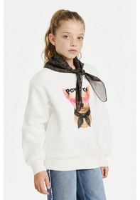 Resim Defacto Kız Çocuk Overshirt Fit Baskılı İçi Yumuşak Tüylü Sweatshirt G6416a825wner103 Ekru-er103 