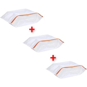 Resim 3'lü Küçük Fermuarlı Saklama Kutuları 48X22 cm Beyaz Set 