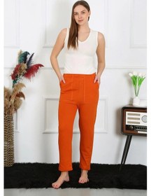 Resim Giyim Kadın Pamuk Cepli 3 İplik Alt Eşofman Kiremit Kremit 