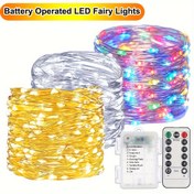 Resim Pil ile Çalışan Peri Işık, 5M/10M/20M Bakır Tel ile 50/100/200 LED, 8 Mod, Klasik Stil, Noel Teması, İç/Dış Mekan Dekorasyonu, Uzaktan Kumanda, Şarj Edilemeyen Düğme Pil, Priz Yok, Ev & Mutfak Aydınlatma 