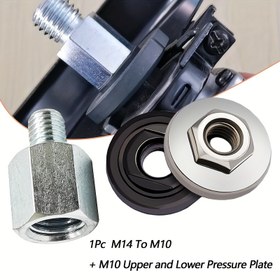 Resim 3 Adet Set M14'ten M10'a İleri Thread Dönüştürücü Adaptörler ile 2 Adet M10 Üst ve Alt Basınç Plakaları - Dayanıklı Metal, Matkap Uçları ve Polisör Bağlantıları için İdeal, Açılı Matkap Aksesuarları | İpli Adaptör | Metal Yapım 