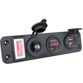 Resim Geeksen Çift Usb Soketi Hızlı Şarj Cihazı Çakmak Soketi Güç Çıkışı Led Voltmetre İle 12-24v Araba Kamyon Deniz Tekne İçin Açık/kapalı Geçiş Anahtarı 