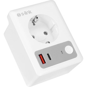 Resim S-link SL-13 MASTERPOWER 16A Akım Korumalı Akıllı Priz 2.4 Ghz Type-C USB Çıkışlı WIFIBT TUYA Destekli 
