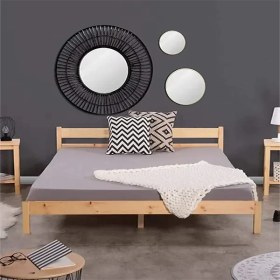 Resim Loolpi Home Palet Yatak Doğal Ahşap Başlıklı Karyola 
