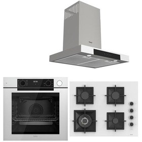 Resim Ferre QEP64CB + SC406 + D101 Steam Plus 65 Serisi 3'Lü Cam Ankastre Set 