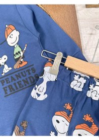 Resim Bisiklet Yaka Peanuts Friends Baskılı Alt Üst Pijama Takımı 4bb2 Lacivert 