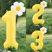 Resim 101.6cm Limon Sarısı Numara Balonları & Taze Beyaz Papatya Çiçeği İçeren 2'li Set - Doğum Günleri, Yıldönümleri & Açık Hava Kutlamaları İçin İdeal - Canlı Parti Dekor Malzemeleri 