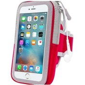 Resim Motosiklet Kola Takılabilen Telefon Tutucu Terleme Yapmayan Neopren Kumaş Telefon Tutucu Kırmızı 