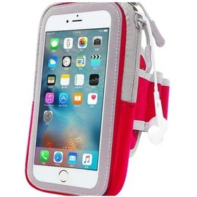 Resim Motosiklet Kola Takılabilen Telefon Tutucu Terleme Yapmayan Neopren Kumaş Telefon Tutucu Kırmızı 