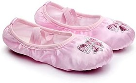 Resim GALPADA 1 Çift Dans Ayakkabıları Toddler Terlik Kadın Ev Ayakkabısı Terlik Kızlar Için Tuval Bale Ayakkabıları Siyah Bale Ayakkabıları Dans Için Yoga Ayakkabıları Kızlar Bale Daireler Kız 