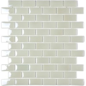 Resim MozaiKristaL Mutfak, Banyo, Havuz, Sauna, Spa ve Tüm Yüzeyler Için 25X50 mm Beyaz Cam Mozaik. 