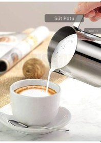 Resim Süt Potu Paslanmaz Süt Köpürtme Sürahisi Çelik Pitcher 700 Ml 