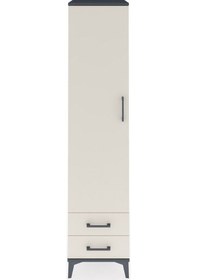 Resim Hyperion Dolap 3 Raflı 2 Çekmeceli Tek Askılı 44x44x195 Antrasit-aytaşı Antrasit 