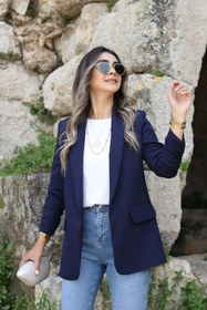 Resim bytugcekaya Lacivert Kol Büzgü Detay Blazer 