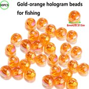 Resim Balık Tutma için Altın Turuncu Delikli Holografik Balık Çekici Boncuklar, 30 adet 8Mm Çap Boncuk, 80 adet (50 adet 6Mm Çap Boncuk ve 30 adet 8Mm Çap Boncuk dahil) 